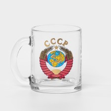 Кружка стеклянная «Герб СССР», 300 мл
