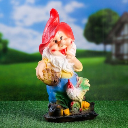 Garden figure "Dwarf with a rooster" 15x20x42 cm