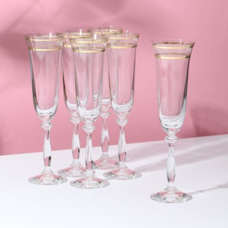A set of glasses for champagne Bohemia Crystal "Angela", 190 ml, 6 pcs