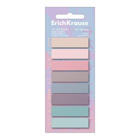 Bookmarks with adhesive edge plastic 12x45 mm, Erichkrause "Manga", 160 sheets 8 colors-3