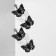 Earrings hanging "butterfly" trio, black and white color in silver, 6 cm