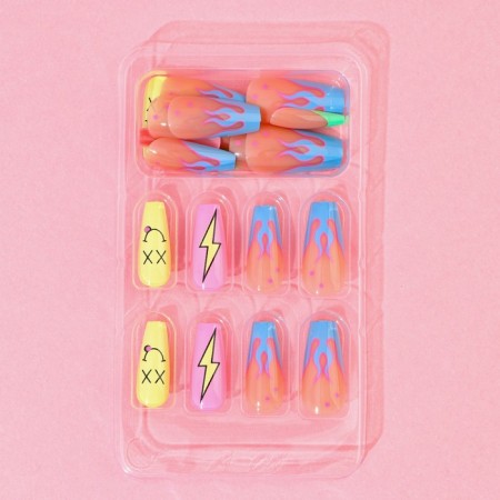 Follow nails “Trend”, 24 pcs, adhesive plates, almond shape, matte beige/yellow color-2