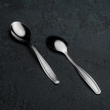 A teaspoon “Silhouette”, h = 14 cm, thickness of 1 mm, simplified processing, silver color
