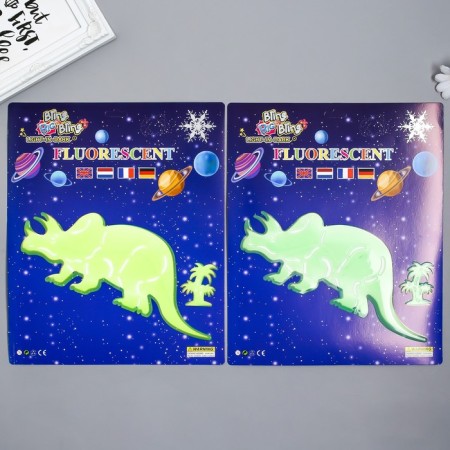 Phosphorus sticker "Triceratops" with adhesive pads set of 2 pcs mix 29.5x25 cm-1