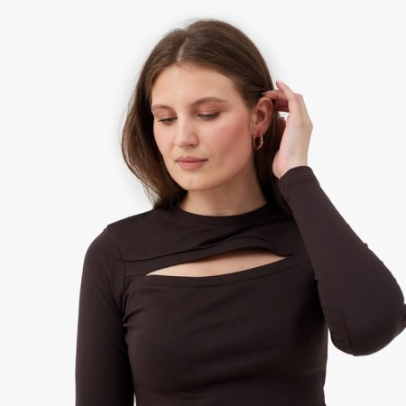 Women's Longsliva Minaku: Basic Line Chocolate Color, Rr. 48-3