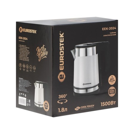 Electric kettle eurostek eek-2024, plastic, fire, 1.8 l, 1500 watts, white-7