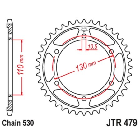Leading star JT SPROCKETS JTR479-47, chain 530, 47 teeth