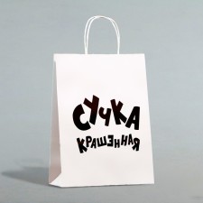 Пакет подарочный с приколами, крафт «Крашенная», белый, 32 х 24 х 10,5 см