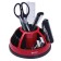 Chancellery set of 9 items, Brauberg, round base, rotating, black-red, blister
