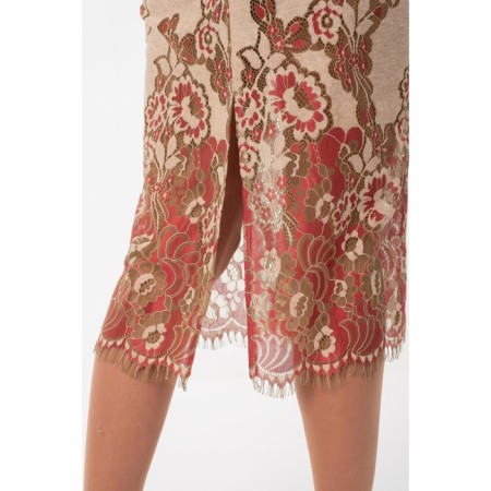 Women's dress, size 42, beige color, red-3