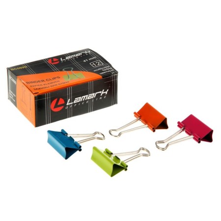 A set of paper clamps 41 mm (12 pcs.) Neon, color