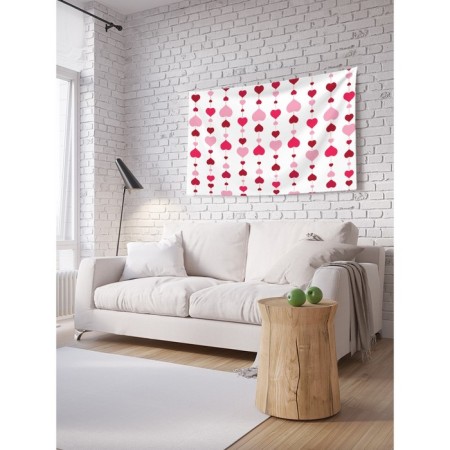 Decorative panel with photo printing "garland from hearts", horizontal, size 150x200 cm