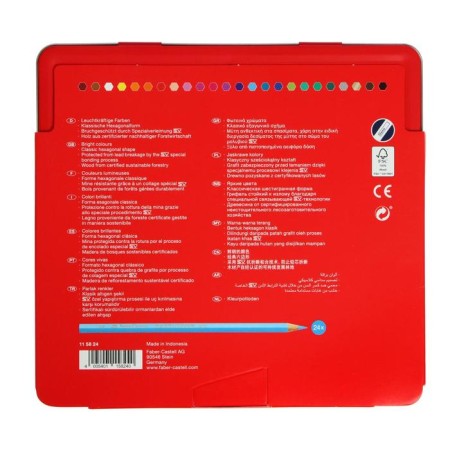 Pencils 24 colors Faber-Castell "Castle", hexagonal case, sharpened, in a metal box-1