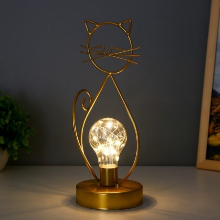 Night -night "cat" LED from batteries 3haa gold 11x11x28 cm Risalux-2