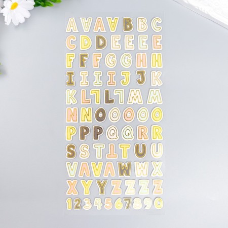 Plastic sticker "English alphabet and numbers" multi -colored 31x14 cm