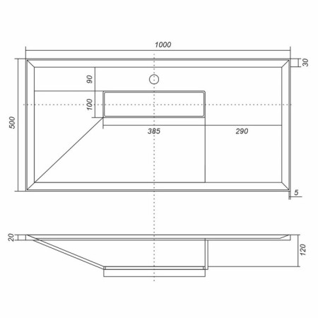 Snow -out sink Uperwood Lotus 100 cm, rectangular, white matte-3