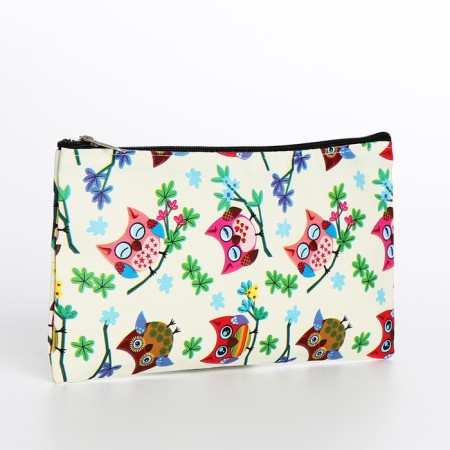 Cosmetic bag with lightning, beige color/multi -colored