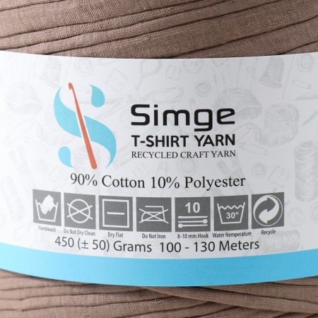 Knitted yarn secondary 90% cotton, 10% p/e, 100m/450 ± 50 g (coffee with milk) mix-4