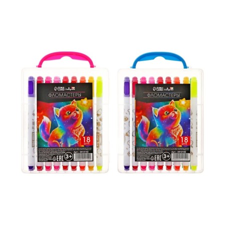 Flomasters of 18 colors "mouse", in a plastic penal pencil case, a ventilated cap-6