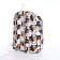 School backpack of textiles on a zipper, 3 pockets, pencil case, white/brown color