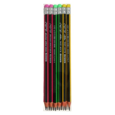 Pencil Chernographic hardness of HB with an eraser, the body is triangular, sharpened, mix-9