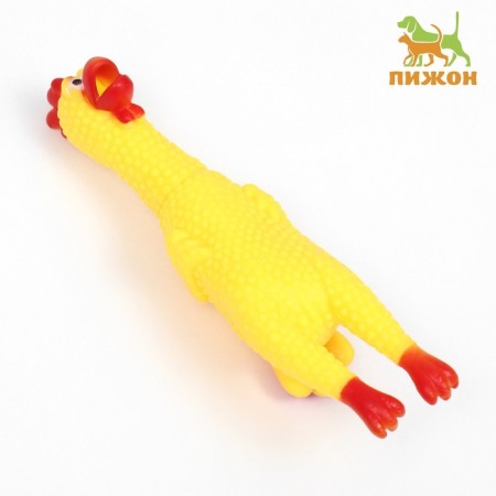 Brying toy "Rooster" for dogs, 16 cm, yellow