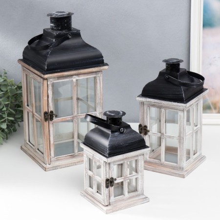 Climber tree "Lantern-windows" Gray set 3 pcs 21.5x11.5x1.5 28.5x13.2x13.2 38x18x18 cm 737234