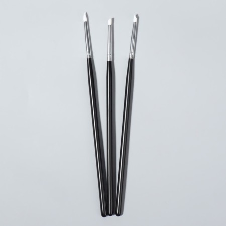 Set of silicone brushes for nail design, 3 pcs, 18 cm, black color-1
