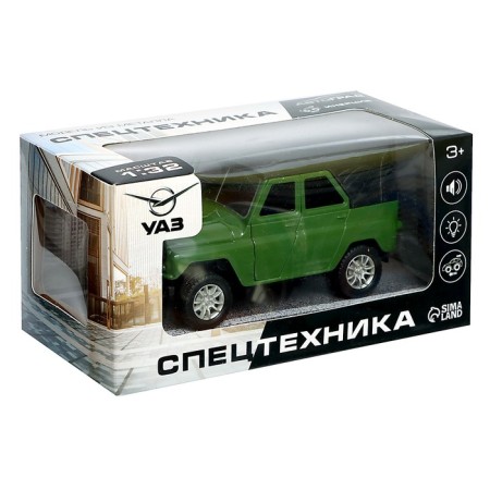 Metal machine "UAZ Hunter", inertia, 1:32, light and sound, green color-4