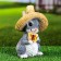 Garden figure "Bunny in a straw hat with a butterfly" 12x13x22cm