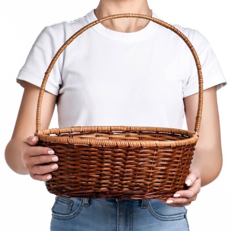 Wicker basket, 30x25x12/37 cm, bamboo, vine mix