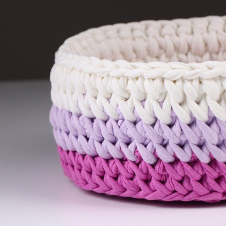 Set of knitted baskets, 3 pcs, knitted yarn, pink-4