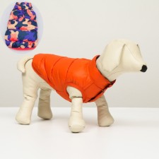 Dog jacket two -sided with print, size 8 (ds 23 cm, og 30, og 22 cm), coral