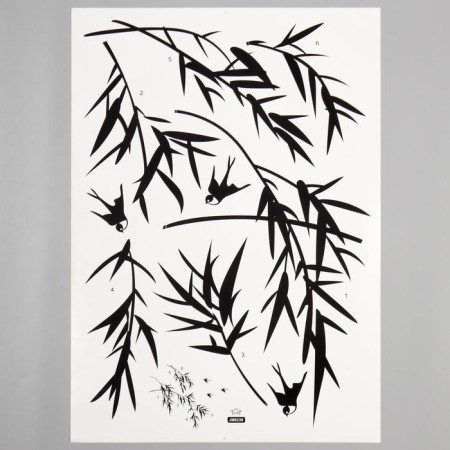 Sticker Plastic Interior Black "willow and swallows" 50x70 cm-1