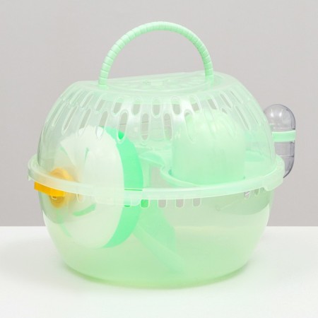 Carrier carrier carrier with a house, shelf, drinker, 29x23x23 cm, green-2