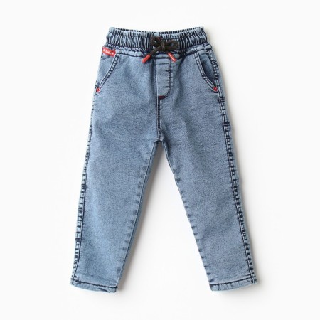 Jeans for the boy are insulated, the color is light/blue, height 92 cm