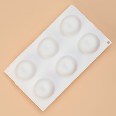 Form for mousse desserts and baking of the apple, silicone, 29 × 17 × 5.5 cm, 6 cells (d = 6 cm), white color-2