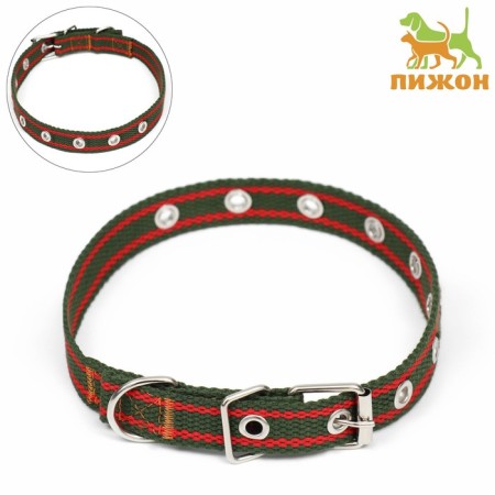 Collar of tarpaulin dimensionless single -layer, 52 x 2 cm, khaki/red