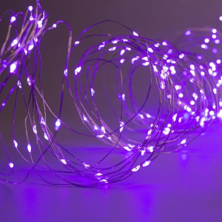 Garland "Curtain" 2.8 × 3 m dew on hooks, with a remote control, IP20, silver thread, 300 LED, purple purple, 8 modes, USB-1
