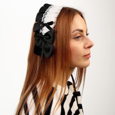 Carnival bandage "Lolita", black color with white lace-2