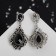 Earrings with rhinestones "Extraordinary" openwork, black color in black silver