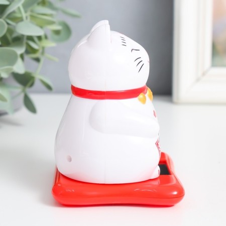 Plastic pendulum from the solar battery "cat manki-naeko sleeping" white 9.5x10x9.5 cm-1