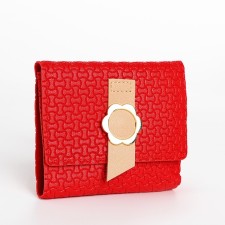 Women's wallet on the button, red color