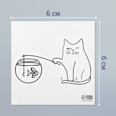 Tattoo on the body black "fishing cat" 6x6 cm-1
