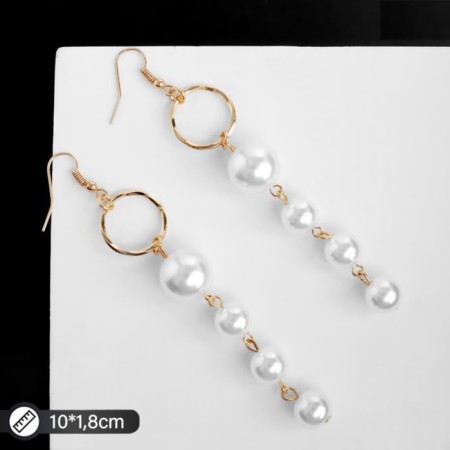 Earrings with pearls "Aurora" path on the ring, the color is white in gold