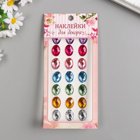 Sticker of rhinestones plastic "oval" mix 18x8 cm-2