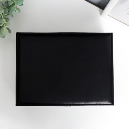 Casket to the leatherette for jewelry "Black matte" 9x23x17 cm-2