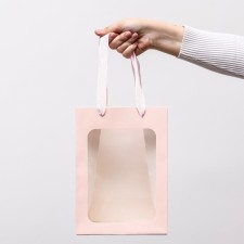 Gift package, with a window, 25 x 18 x 13 cm, pink
