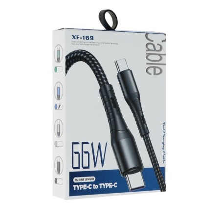 Type-C cable-Type-C, 3 A, 66 W, fast charging, fabric braid, 1 meter, green-3