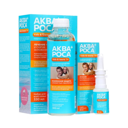 Aquaros + set, nasal spray 30 ml + Mineral Mineral rinse 300 ml, additional nozzle